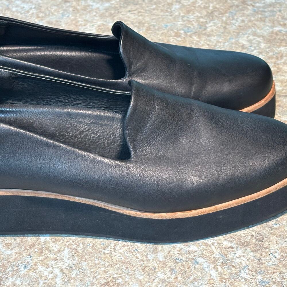 Gram Svarta Black Platform Flat Slip on Leather Loafers Shoes Size 7.5 - Picture 6 of 11